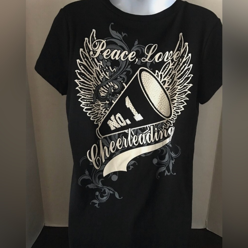 KATYDID Women's CHEERLEADER w/ Black Short Sleeve Rhinestone szXL